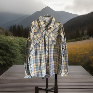 Bare Fox Men's Gray /Orange Plaid Long Sleeve Gasoline US 101 Size 4X Logos